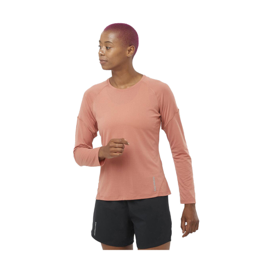 SALOMON - T-SHIRT MANCHES LONGUES CROSS RUN FEMME ROSE