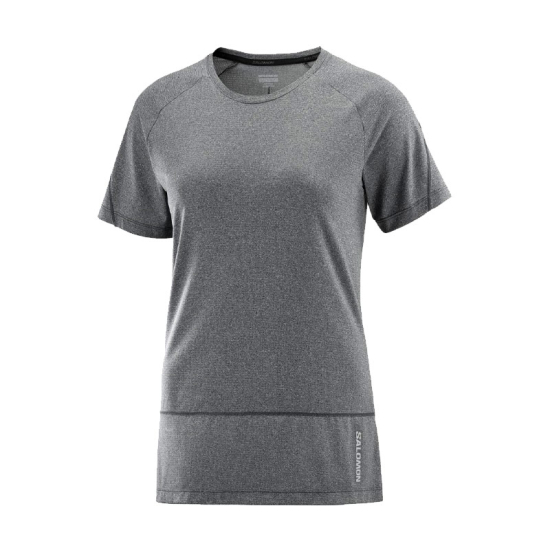 SALOMON - T-SHIRT MANCHES COURTES CROSS RUN FEMME GRIS