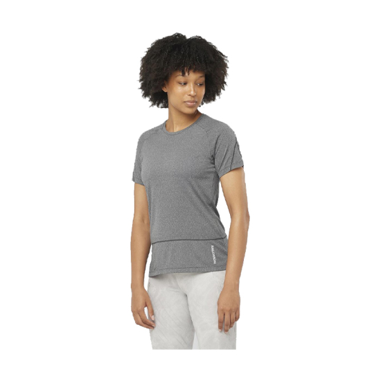 SALOMON - T-SHIRT MANCHES COURTES CROSS RUN FEMME GRIS