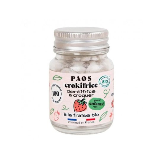 PAOS - DENTIFRICE À CROQUER BIO GOÛT FRAISE