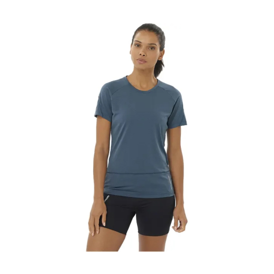 T-SHIRT MANCHES COURTES CROSS RUN FEMME BLEU FONCÉ