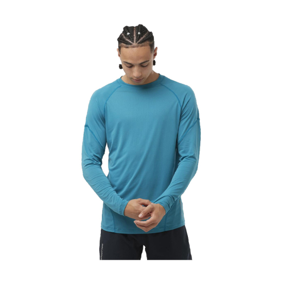 SALOMON - T-SHIRT CROSS RUN MANCHES LONGUES HOMME BLEU CLAIR