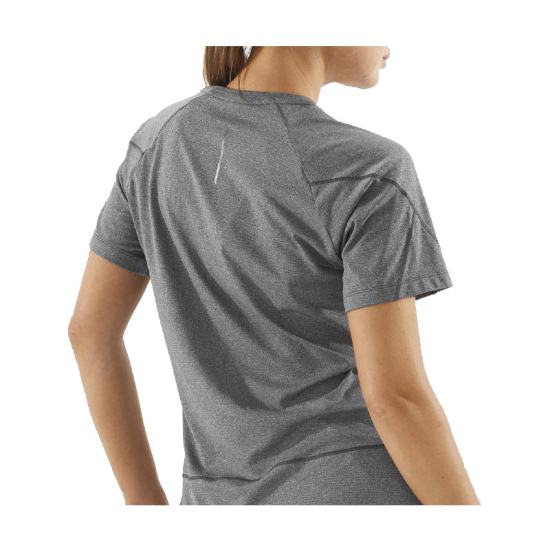 SALOMON - T-SHIRT MANCHES COURTES CROSS RUN FEMME GRIS