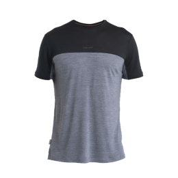 ICEBREAKER T-SHIRT MERINO 125 COOL-LITE SPHERE III COLOUR BLOCK HOMME S GRAPHITE HTHR/BLACK/