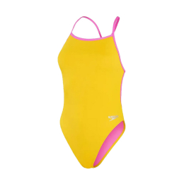 SPEEDO MAILLOT DE BAIN ECO+ SOLID DOS V FEMME JAUNE/ROSE 40 YELPIN